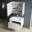 Waterproof PVC Bathroom Cabinet Vanity with Mirror Storage, Washbasin and Tap