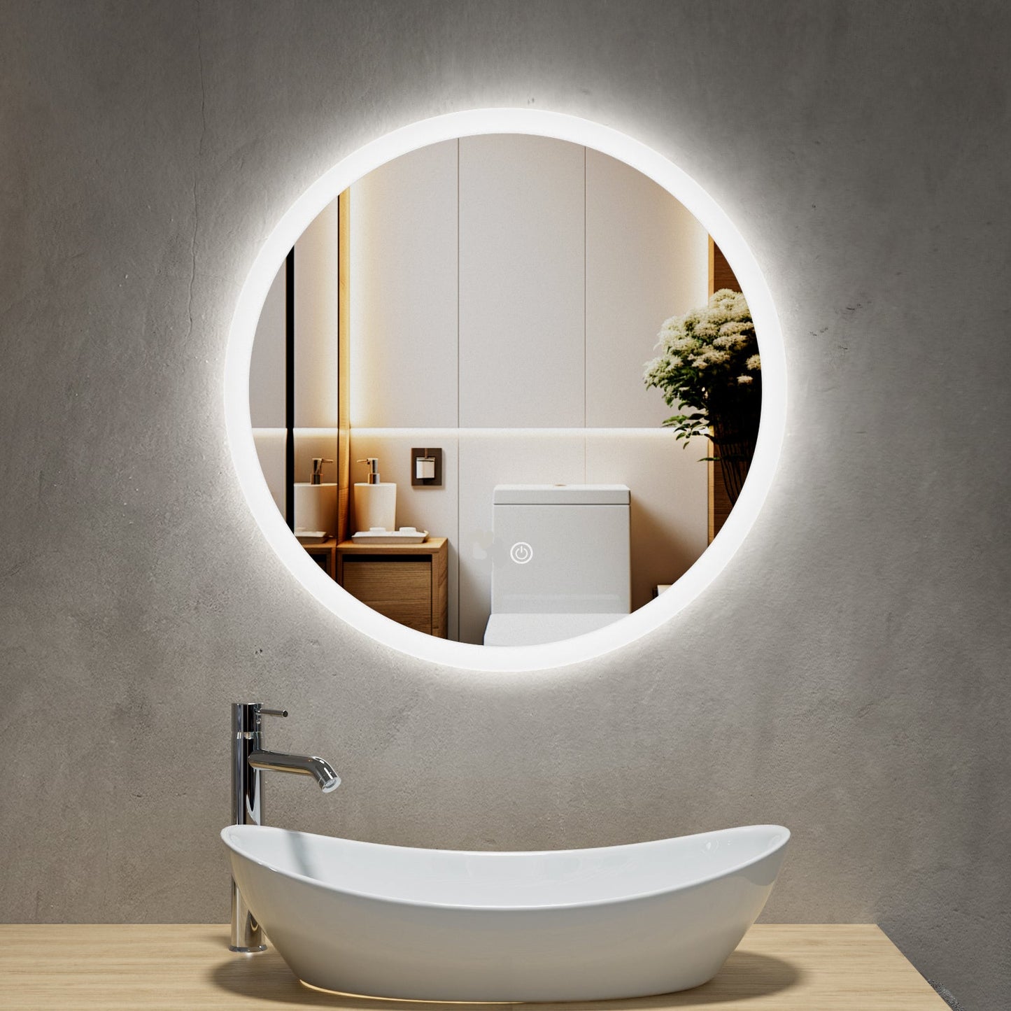 TARANTO Round Mirror With LED light on Edge