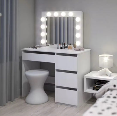 Hollywood Vanity Makeup Dresser Table in LED Bulbs 3 color changing function