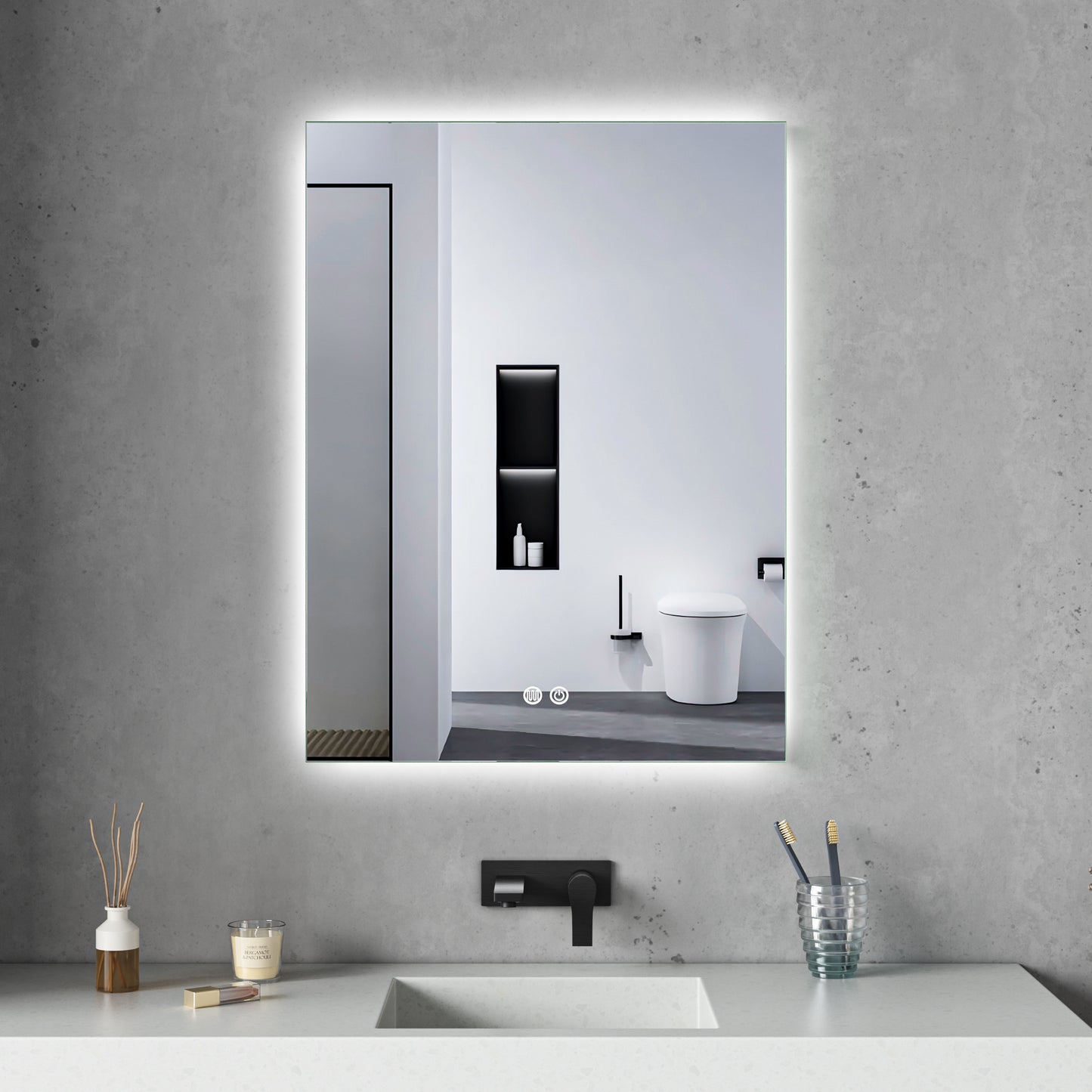 VERONA Rectangular Mirror with LED Back Light 80 x 60 cm