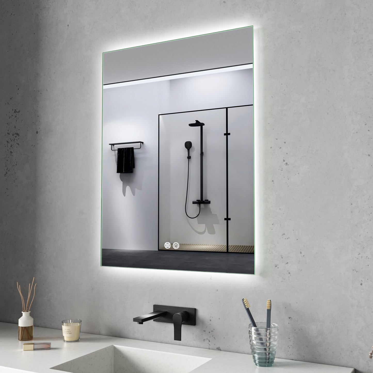 VERONA Rectangular Mirror with LED Back Light 80 x 60 cm