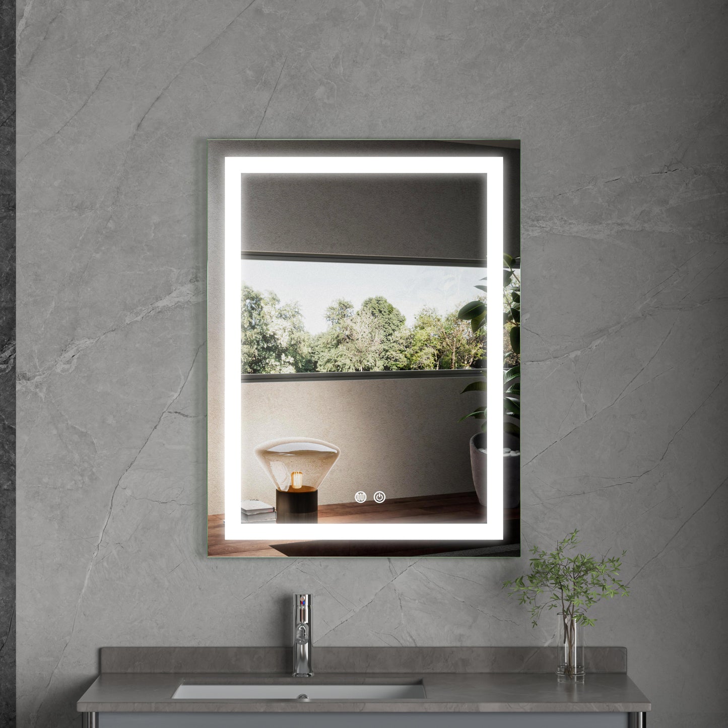 ALESSIA Rectangular Mirror with LED 80 x 60 cm