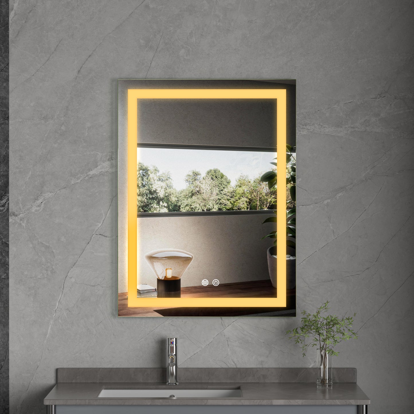 ALESSIA Rectangular Mirror with LED 80 x 60 cm